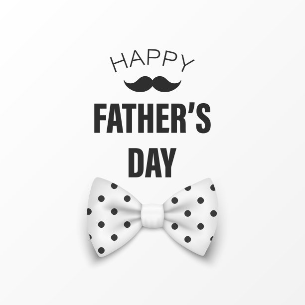 矢量父亲节横幅。文字与3d真实真丝白色圆点领结。光滑的领结，领带绅士。父亲节假期概念。设计模板的贺卡，邀请，海报，印刷图片下载