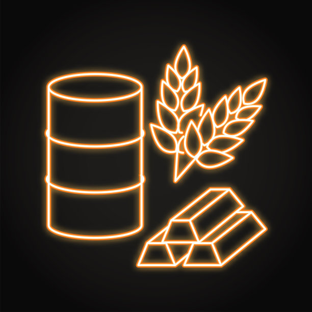 商品市场的霓虹灯图标在线条风格图片下载