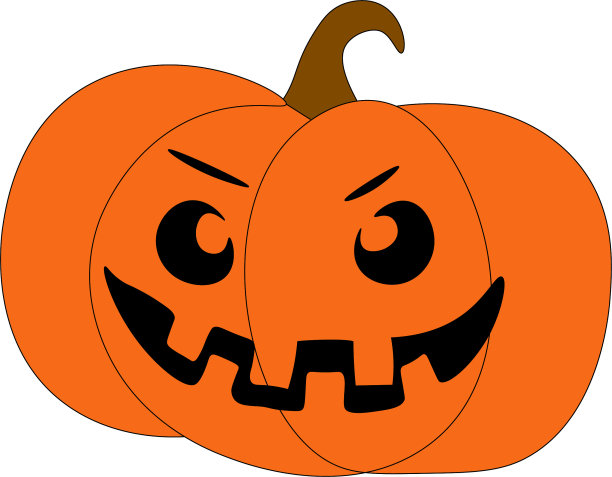 万圣节南瓜与恐怖的面部表情插图贴纸图片下载