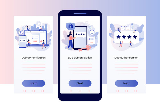 两人身份验证。为安全登录或登录的验证码消息。验证两个因素。屏幕模板的移动，智能手机应用程序。现代扁平卡通风格。矢量图图片下载