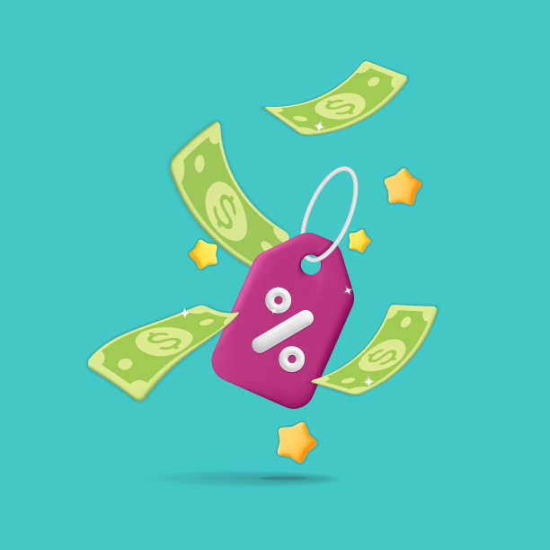 3d矢量飞行销售折扣券与绿色美元设计图片下载