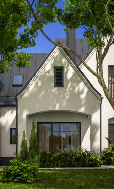 3d渲染的黑白现代都铎式住宅图片下载