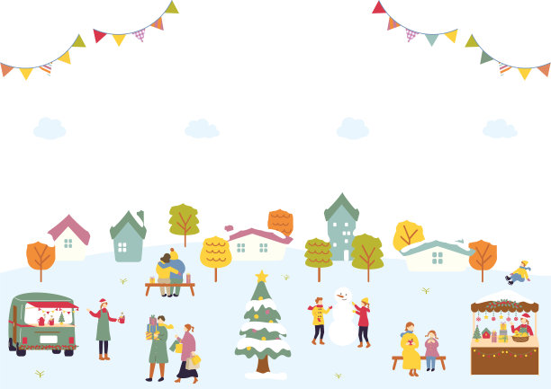 人们在公园里享受圣诞市场图片下载