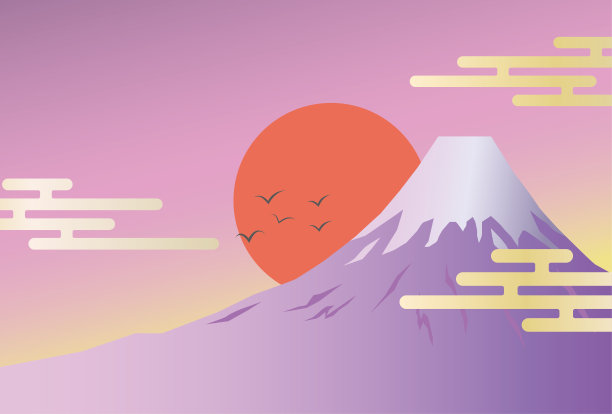 日本紫色的富士山图片下载