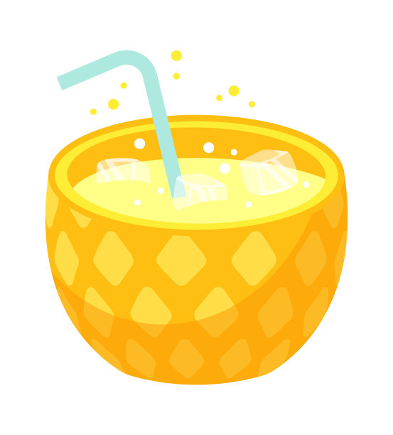 菠萝热带水果鸡尾酒。矢量图图片下载