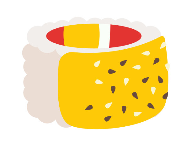 寿司卷加芝麻日本料理。矢量图图片下载