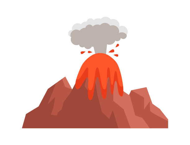 活火山自然景观。矢量图图片下载