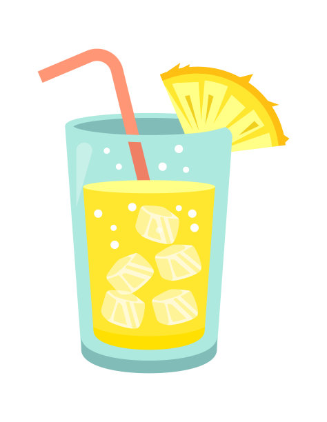 菠萝热带水果鸡尾酒。矢量图图片下载