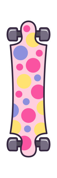 彩色图案滑板。极限运动图标。矢量图图片下载