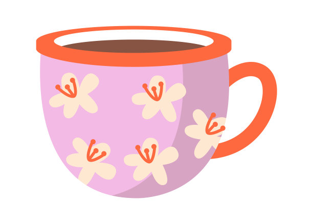 装有热饮的杯子或马克杯。矢量图图片下载