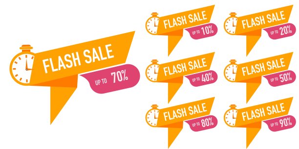 网络或社交媒体的闪购横幅模板设计。特惠折扣，一天大卖，特惠。促销横幅模板设计，超级大减价，季末特惠横幅。图片下载