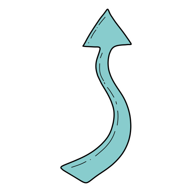 涂鸦蓝色商业图形箭头矢量孤立插图图片下载