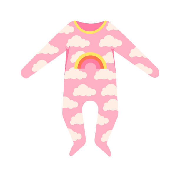 婴儿紧身衣与云。矢量图图片下载