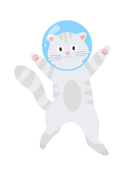 可爱有趣的宇航员猫。矢量图图片下载