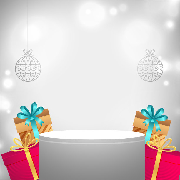 3d讲台与现实礼盒设计的灰色背景图片下载