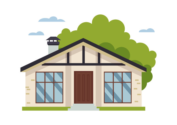现代别墅的房子。矢量图图片下载