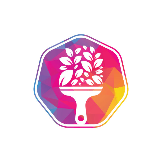 绘制叶标志图标矢量。植物刷矢量标志涂料。图片下载