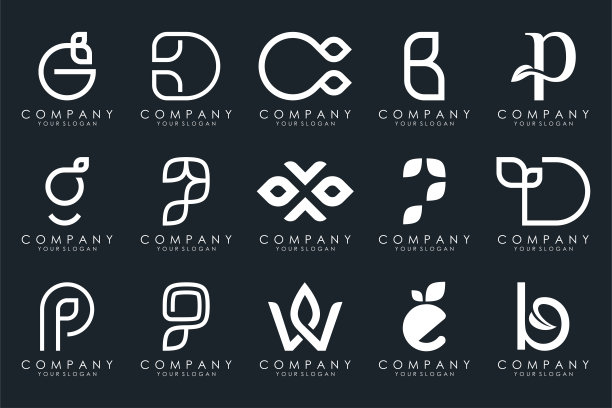 叶子结合字母logo设计和图标设置图片下载