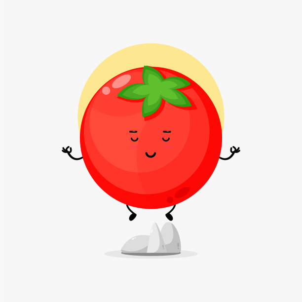 可爱的番茄角色在冥想图片下载