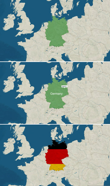 德国地图有文字，无文字，有国旗图片下载