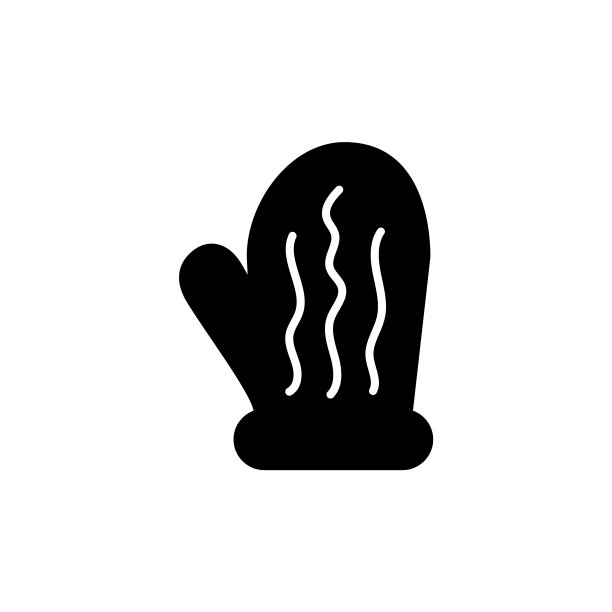 手套字形图标。为冬天编织保暖的衣服。纱店标志。简单的标志。孤立的矢量图图片下载