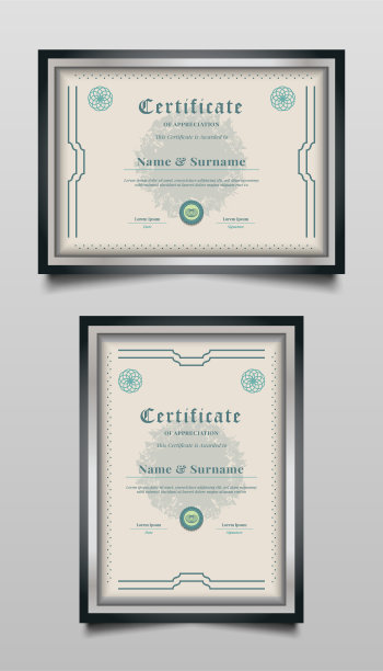 经典证书模板与抽象装饰图片下载