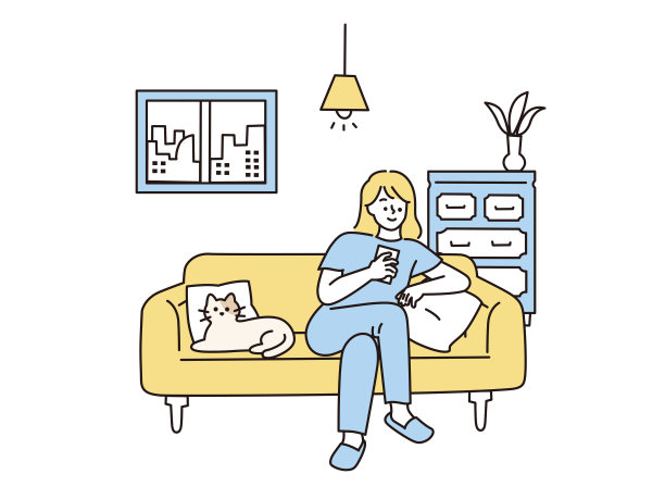 在家放松的插图(假日，喧闹，室内)在家放松的插图。节日,室内。图片下载