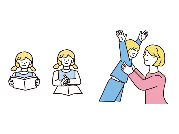 儿童插画(亲子、学习、玩耍、母子、幸福)儿童插画。父母与孩子，学习，玩耍，母亲与孩子，幸福。图片下载