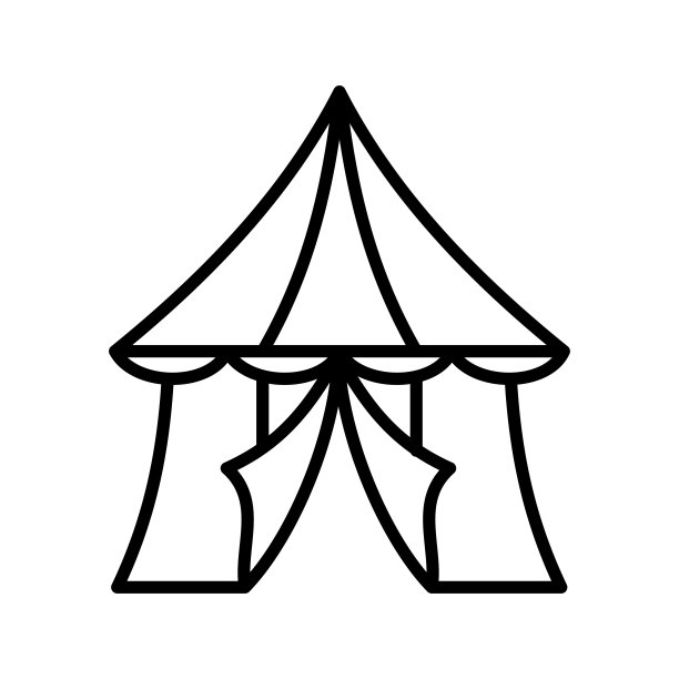 马戏团，马戏团帐篷图标标志设计矢量模板插图标志和符号像素完美图片下载