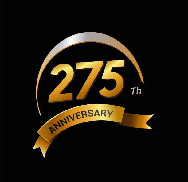275年黄金与swoosh周年标志庆祝图片下载