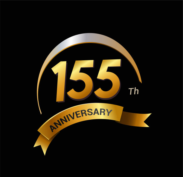 155年黄金与swoosh周年标志庆祝图片下载