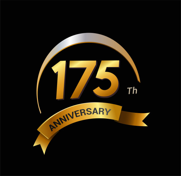175年黄金与swoosh周年标志庆祝图片下载