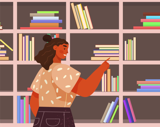 女士在书店挑选书籍阅读，学生从图书馆购买或借阅出版物图片下载