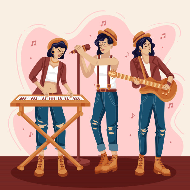 手绘独立音乐插图矢量插图。图片下载