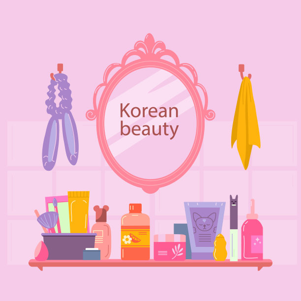 手绘韩国美女插画矢量插画。图片下载