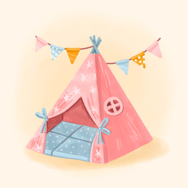 水彩帐篷插图矢量插图。图片下载