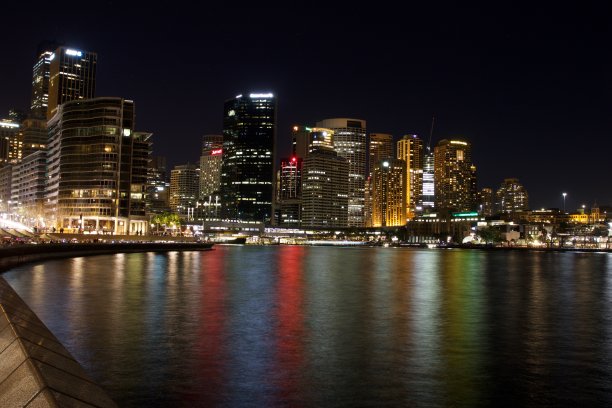 悉尼海滨附近的夜景，澳大利亚图片下载