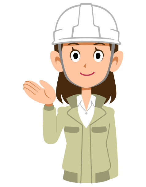 一个穿着工作服、戴着头盔的女人在前面带路图片下载