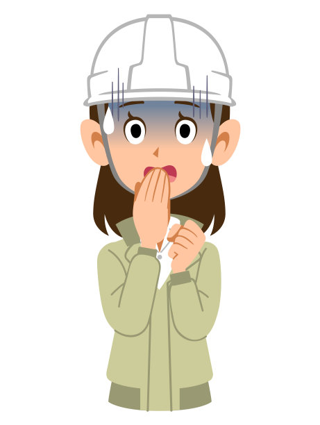 脸色苍白，戴着头盔，穿着工作服的女人图片下载