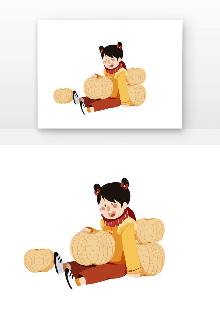 手绘可爱小年儿童吃糖瓜图片下载