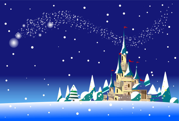 一个雪夜的魔法国度的城堡图片下载