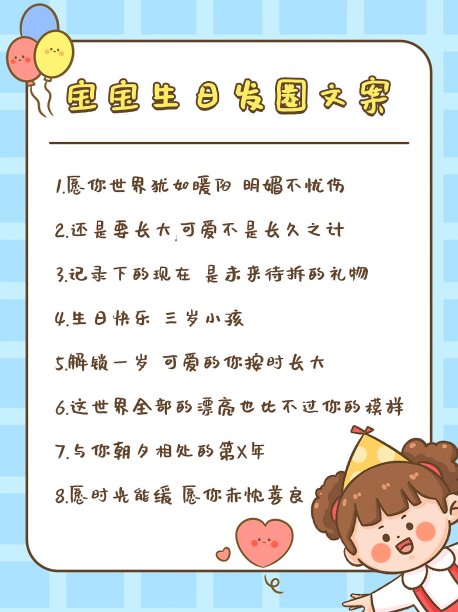 可爱卡通小孩生日文案设计模版封面图片下载