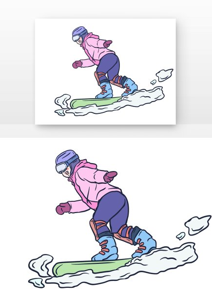 冬天手绘滑雪的人图片下载