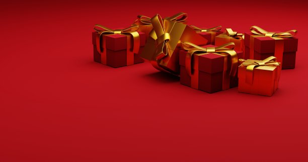 美丽的，圣诞节，节日背景与彩色气球和礼物。明亮的颜色。糖果。3 d渲染图片下载