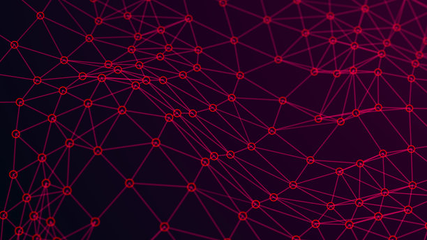 连接线和点的结构。在深色背景上的线框多边形元素。科学和技术。3 d图片下载