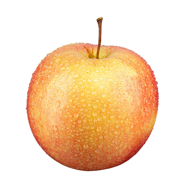 成熟的苹果与水滴在孤立的白色背景。图片下载