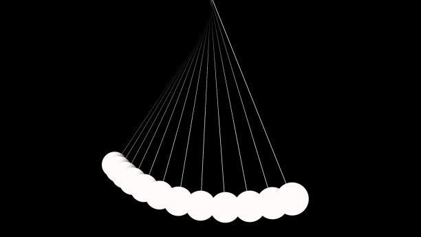 在黑色背景下自由摆动的钟摆的三维渲染图片下载