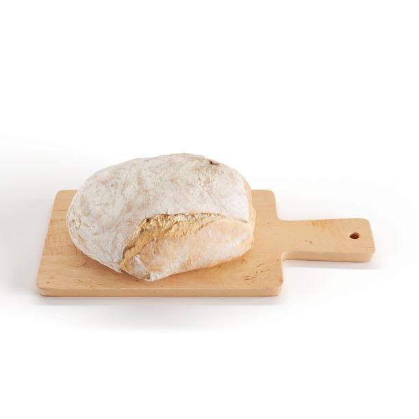 一个新鲜的面包在白色背景的木板上的3D插图图片下载