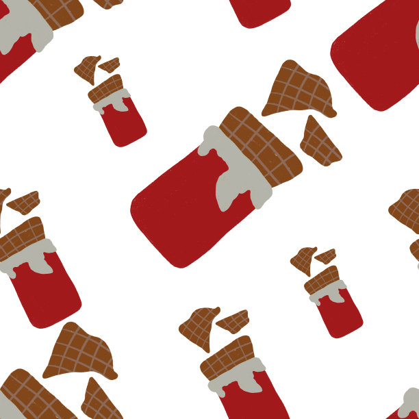 无缝图案巧克力棒在红色包装图片下载