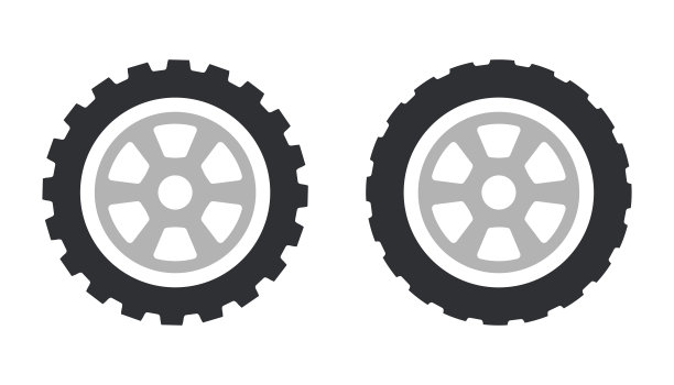 不同类型的汽车轮胎扁图标。图片下载